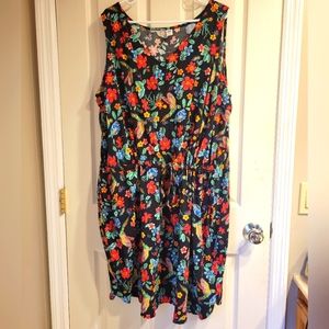 Old Navy 4x sleeveless dress with drawstring. Black/multicolored floral print